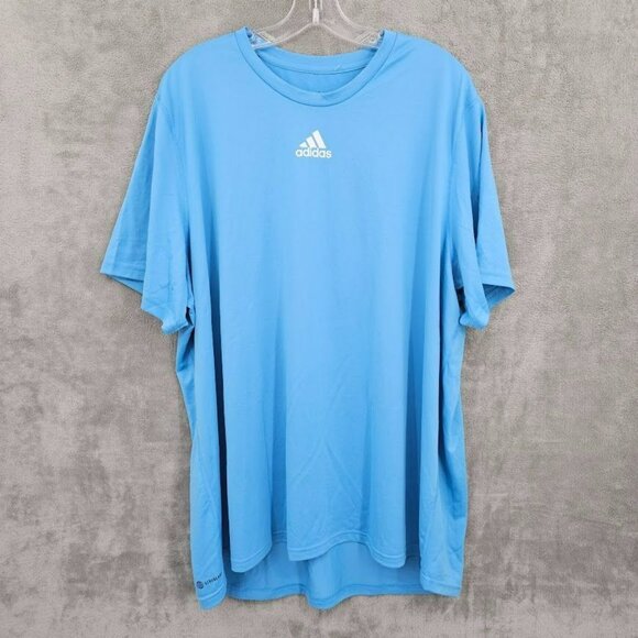 Adidas Creator Tee 2XL Light Blue White Short Sleeve Aeroready Logo EK0084 New - Picture 1 of 11